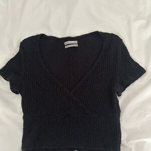Urban Outfitters Black Ribbed Crop Blouse